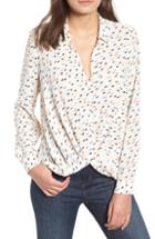 Women's All In Favor Patterned Drape Front Blouse - Ivory