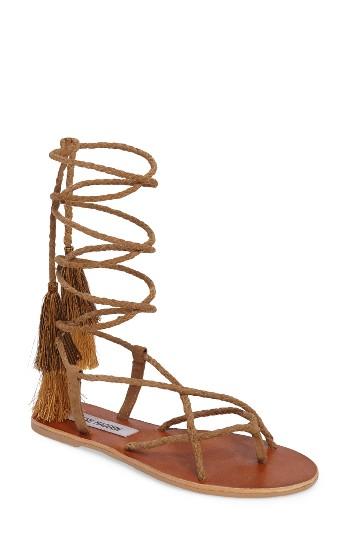 Women's Steve Madden Jazy Tasseled Wraparound Sandal M - Brown