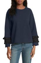 Women's Harvey Faircloth Ruffle Cuff Two-tone Sweatshirt