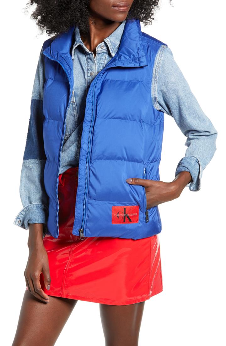 Women's Calvin Klein Jeans Onisol Puffer Vest - Blue