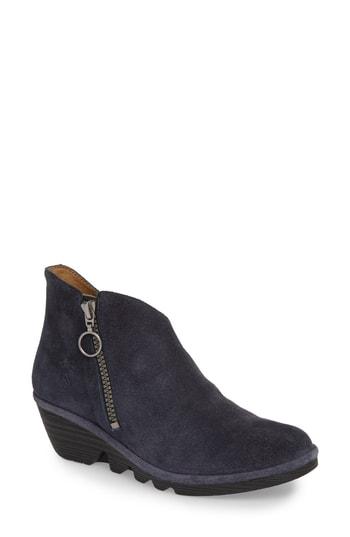 Women's Fly London Poro Wedge Bootie .5-6us / 36eu - Blue