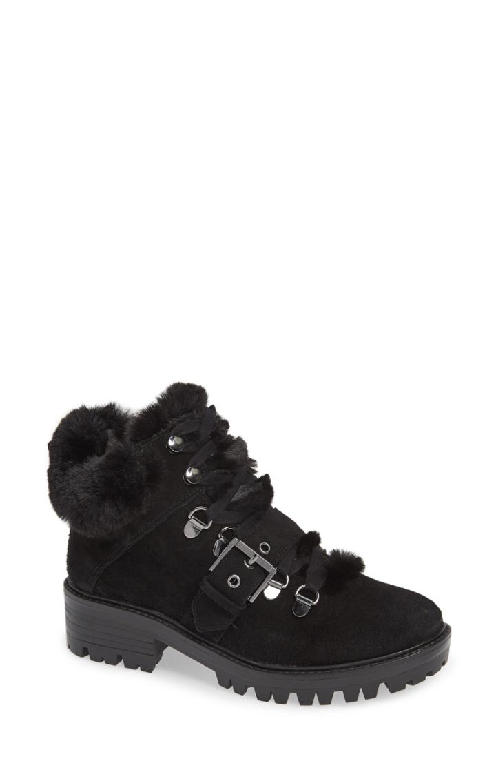 Women's Kendall + Kylie Edison Faux Fur Trim Bootie .5 M - Black