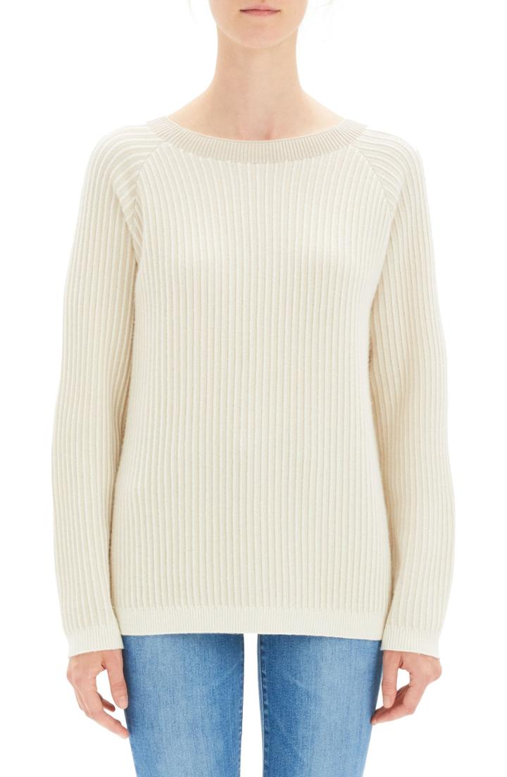 Women's Theory Oversize Ribbed Cashmere Sweater, Size - Ivory