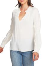 Women's 1.state Split Neck Foulard Dobby Blouse, Size - White