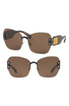 Women's Miu Miu 63mm Rimless Sunglasses - Black/ Tan Solid
