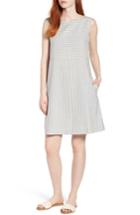 Women's Eileen Fisher Varied Stripe Hemp & Organic Cotton Shift Dress, Size - Blue