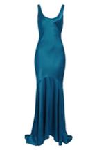 Women's Topshop Satin Fishtail Gown Us (fits Like 2-4) - Blue/green