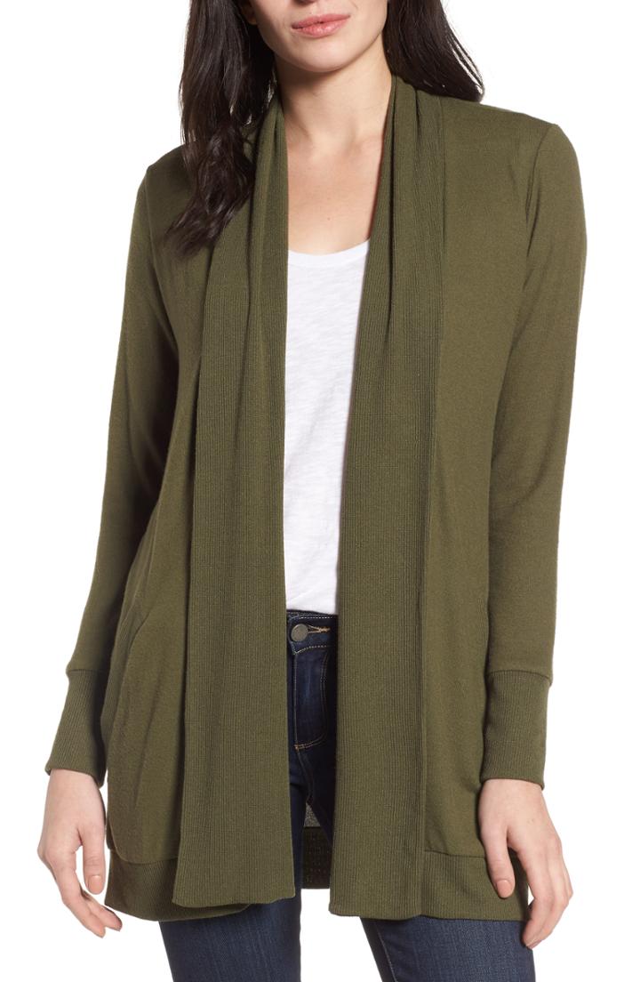 Women's Gibson Cozy Ribbed Cardigan - Green