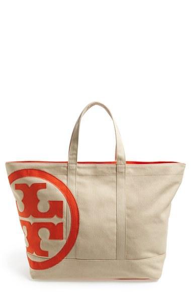 Tory Burch 'beach' Logo Canvas Tote Natural/