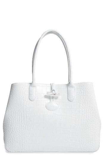 Longchamp Roseau Croc Embossed Leather Shoulder Tote -