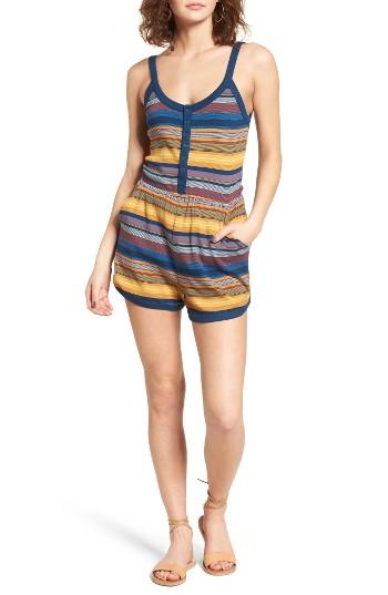 Women's Rvca About Face Stripe Romper - Blue