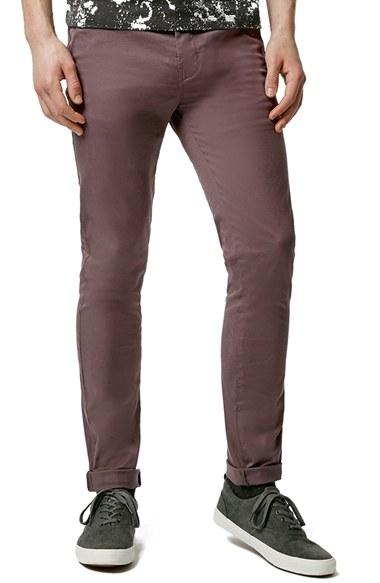 Men's Topman Stretch Skinny Fit Chinos X 32 - Brown