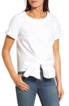 Women's Bobeau Tie Front Poplin Top - White