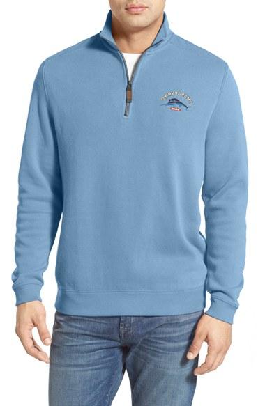 Men's Tommy Bahama 'classic Aruba' Original Fit Half Zip Sweater - Blue