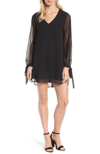 Women's Halogen Tie-sleeve Shift Dress, Size - Black