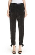 Women's St. John Collection Sequin Embellished Tie Cuff Pants, Size - Black