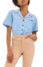 Women's Topshop Dreamer Chambray Shirt Us (fits Like 0) - Blue