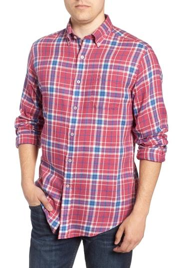 Men's Southern Tide Regular Fit Town Lake Plaid Sport Shirt - Red