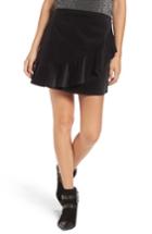Women's Bp. Ruffle Trim Velvet Skirt, Size - Black