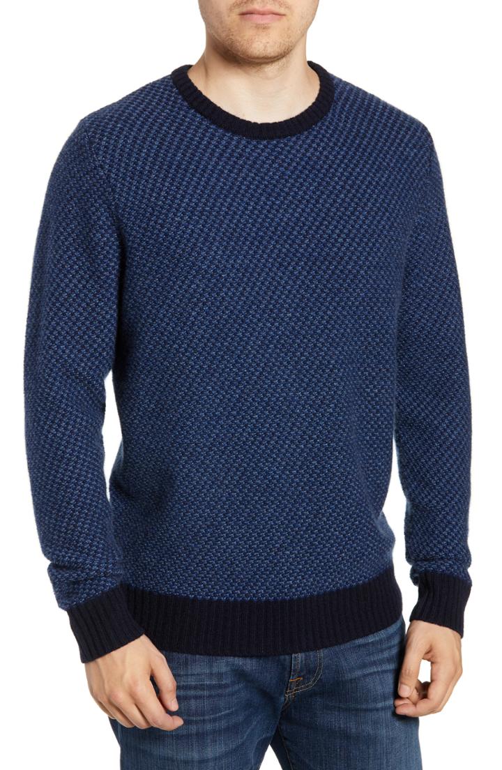 Men's Nordstrom Men's Shop Jacquard Wool & Cashmere Sweater - Blue