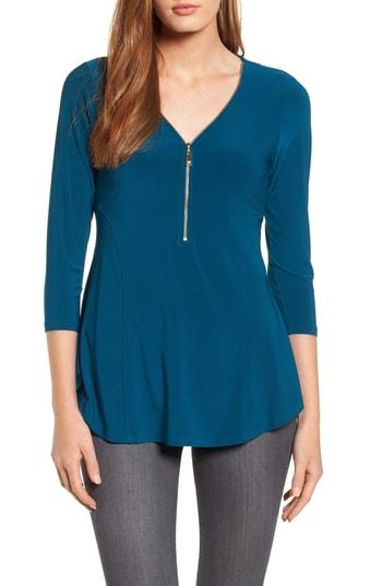 Women's Chaus Zip Neck Top - Blue/green