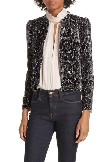 Women's Rebecca Taylor Snake Print Velvet Jacket - Black