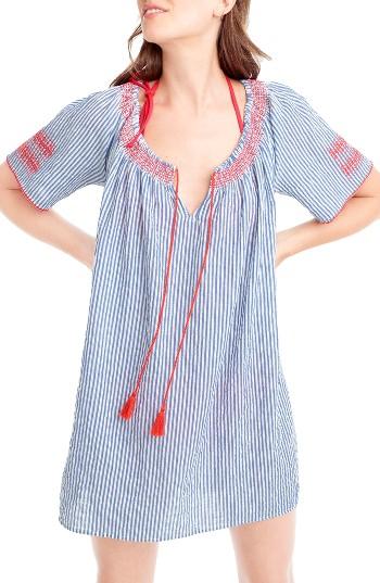 Women's J.crew Embroidered Tie Front Tunic
