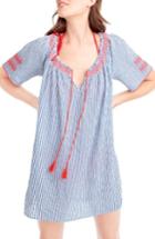 Women's J.crew Embroidered Tie Front Tunic
