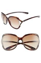 Women's Tom Ford Anouk 60mm Geometric Sunglasses - Dark Havana/ Gradient Brown