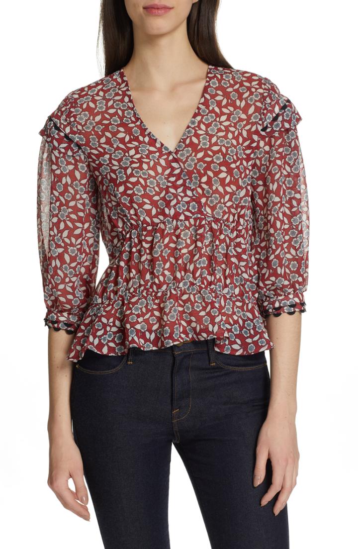 Women's Ba & Sh Blanche Floral Print Top - Burgundy