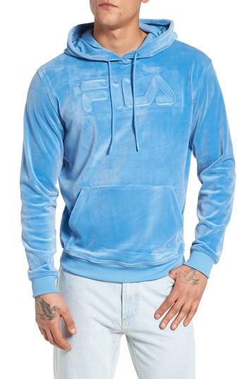 Men's Fila Asher Velour Hoodie Sweatshirt - Blue