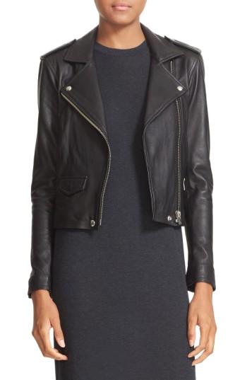 Women's Iro 'ashville' Lambskin Leather Moto Jacket Us / 40 Fr - Black
