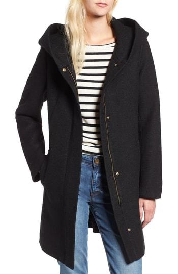 Women's Cole Haan Signature Textured Hooded Coat - Black