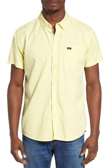 Men's Rvca Front Lawn Woven Shirt - Yellow
