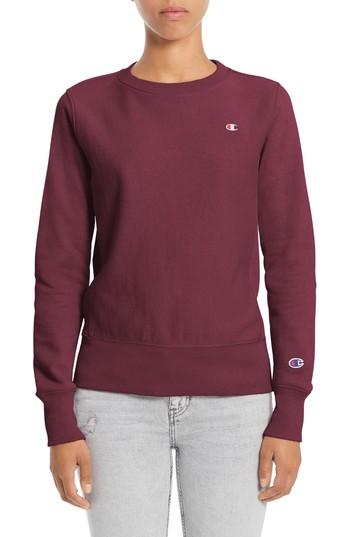 Women's Champion Reverse Weave Crewneck Sweatshirt - Burgundy