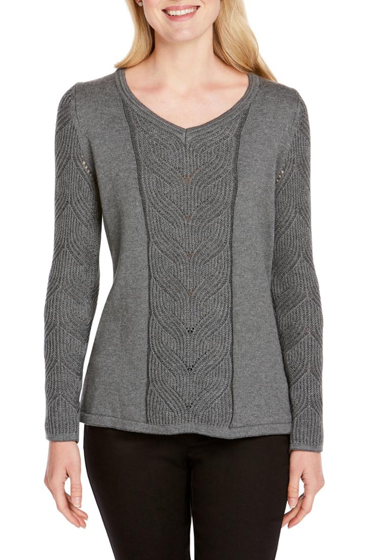 Women's Foxcroft Tabitha Cable Knit Sweater - Grey