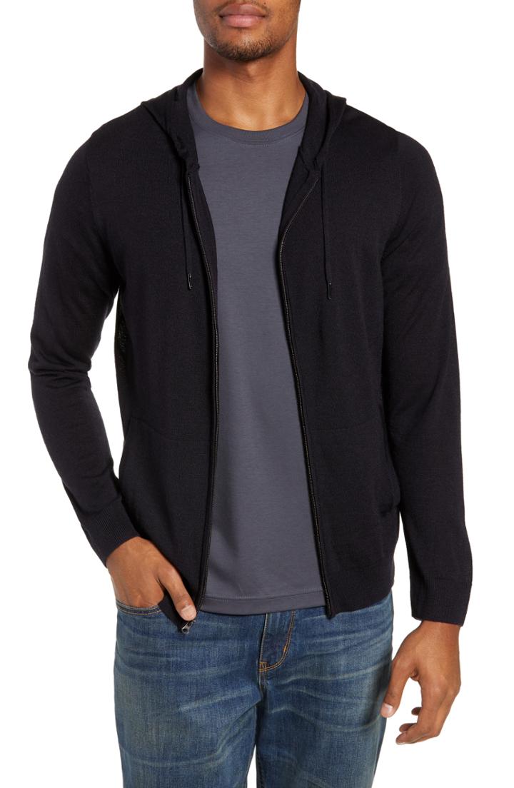 Men's Nordstrom Men's Shop Zip Knit Hoodie - Blue