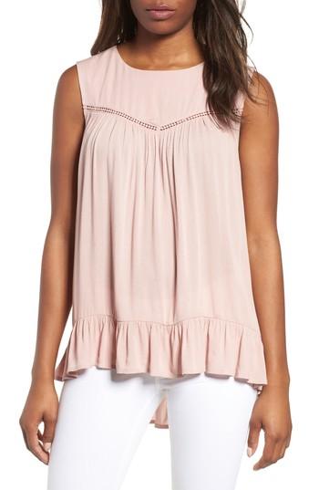 Women's Caslon Ruffle Hem Gauze Tank - Pink