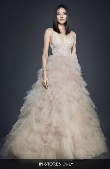 Women's Lazaro Beaded Bodice Tulle Ballgown