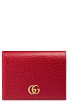 Women's Gucci Marmont Leather Card Case - Red