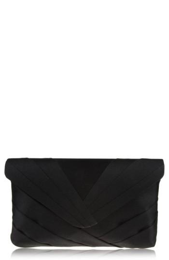 Nina Labreya Pleated V-flap Clutch - Black