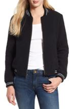 Women's Lucky Brand Anaelisa Fleece Bomber Jacket - Black