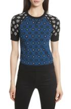 Women's Red Valentino Contrast Sleeve Floral Print Sweater - Blue