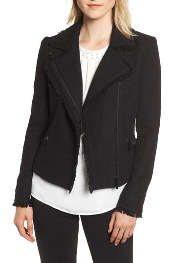 Women's Karl Lagerfeld Paris Tweed Moto Jacket - Black