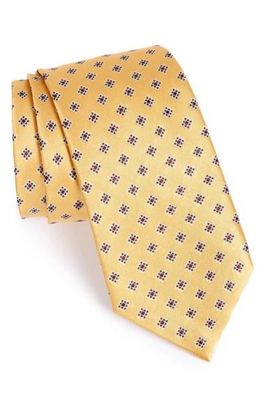 Men's Ermenegildo Zegna Geometric Silk Tie, Size - Yellow