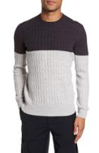 Men's Eleventy Colorblock Cable Knit Cashmere Sweater - Grey