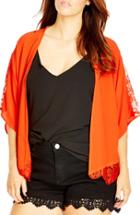 Women's City Chic Lace Insert Kimono Jacket