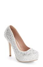 Women's Lauren Lorraine Bonny Crystal Embellished Platform Pump M - White