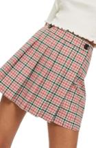 Women's Topshop Summer Check Kilt Miniskirt Us (fits Like 0) - Pink