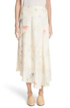 Women's Lafayette 148 New York Dessie Modern Muse Print Silk Midi Skirt - Ivory